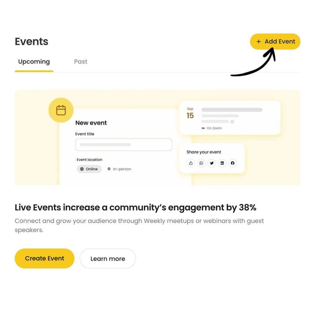 Step 1 in creating a virtual event on Nas.io